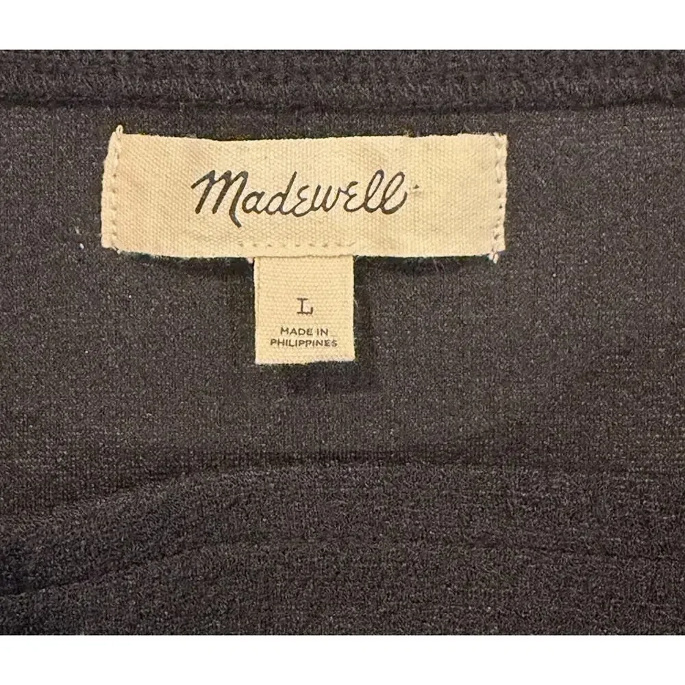 Madewell Crepe Black Square Neck Women’s Large Puff Sleeve Romantic